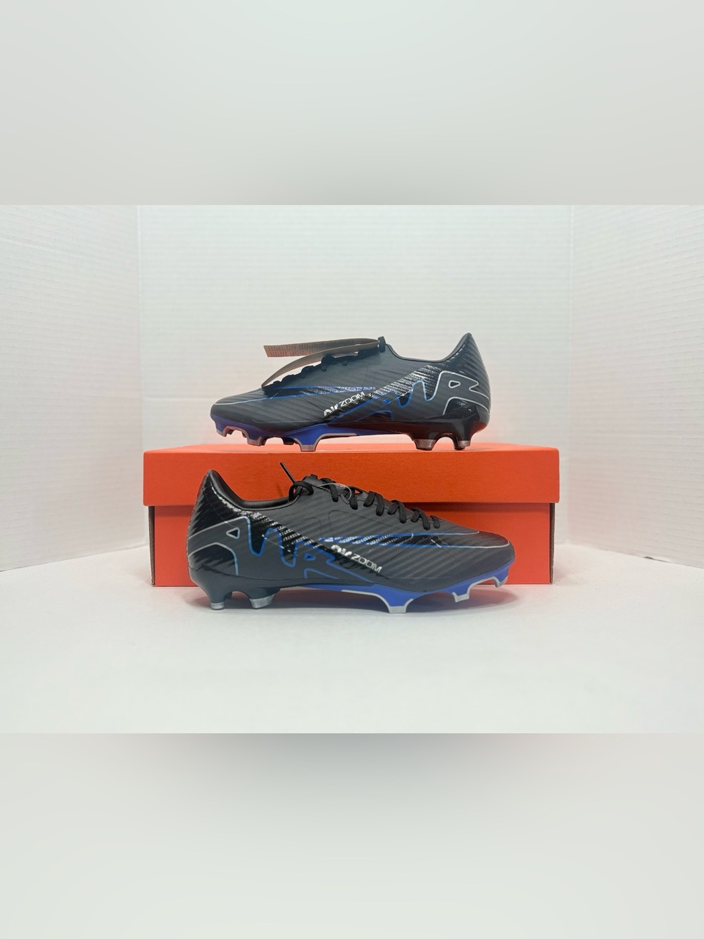 Nike Zoom Mercurial Vapor 15 Academy MG Black Blue Soccer Cleats DJ5631-040